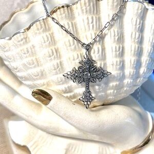 Catherine Popesco Cross Necklace Signed and Stamped France